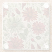 セージ素朴グリーン&バーガンディーレッドフローラ秋 ガラスコースター (裏面)