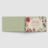 セージ素朴グリーン&バーガンディーレッドフローラ秋 ゲストブック (全面)