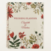 セージ素朴グリーン&バーガンディーレッドフローラ秋 プランナー手帳 (正面)