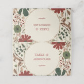 セージ素朴グリーン&バーガンディーレッドフローラ秋 プレイスカード (外部開封)