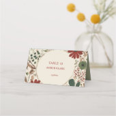 セージ素朴グリーン&バーガンディーレッドフローラ秋 プレイスカード (裏面)