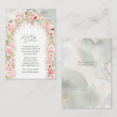 セージ素朴グリーン、ピンクフローラアー結婚チの詳細 エンクロージャーカード (正面/裏面)