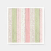 セージ素朴グリーン&ピンクフローラウッドコテージシック スタンダードカクテルナプキン (正面)