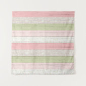 セージ素朴グリーン&ピンクフローラウッドコテージシック タペストリー (正面(横))