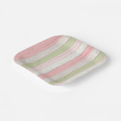 セージ素朴グリーン&ピンクフローラウッドコテージシック ペーパープレート (傾斜あり)