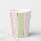 セージ素朴グリーン&ピンクフローラウッドコテージシック 紙コップ (裏面)