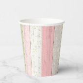 セージ素朴グリーン&ピンクフローラウッドコテージシック 紙コップ (右)