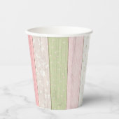 セージ素朴グリーン&ピンクフローラウッドコテージシック 紙コップ (正面)
