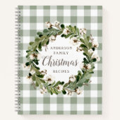 セージ素朴コットンリースクリスマスファミリーレシピ ノートブック (正面)