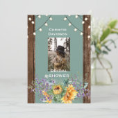 セージ素朴サンフラワーフォトライトブライダルシャワー 招待状 (スタンド正面)