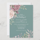 セージ素朴ダスティバラ水の色ボホフラワー 招待状 (正面)