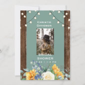 セージ素朴ヒマワリブライダルシャワー 招待状 (正面)