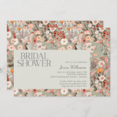 セージ素朴ボタニカルボホブライダルシャワー 招待状 (正面/裏面)