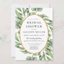 セージ素朴ユーカリプスグリーンブライダルシャワー 招待状