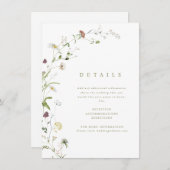 セージ素朴ワイルドフラワー結婚ボホの詳細カード 招待状 (正面/裏面)