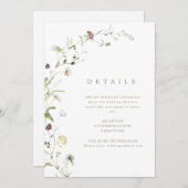 セージ素朴ワイルドフラワー結婚ボホの詳細カード 招待状 (正面/裏面)