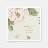 セージ素朴・アンド・ブラッシュピーニーバラフローラ結婚ズ スタンダードカクテルナプキン (正面)