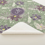 セージ紫の梅薄紫羽花 シェルパブランケット (3/4)