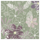 セージ紫の梅薄紫羽花 ファブリック (クローズアップ)