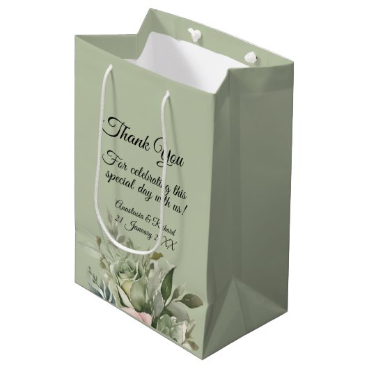 セージ結婚の色合い ミディアムペーパーバッグ (正面アングル)