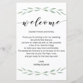 セージ結婚グリーンのウェルカムレター、旅程 (正面)