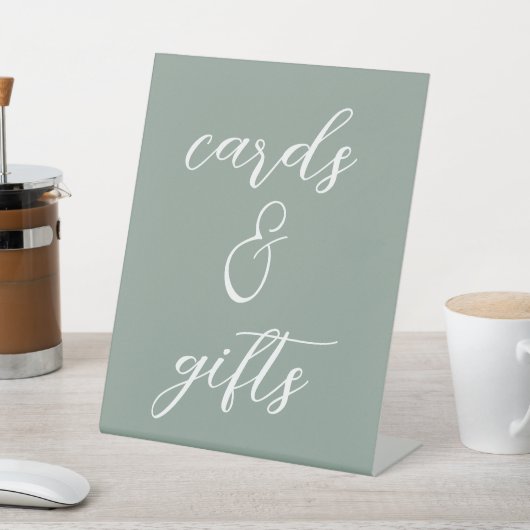セージ結婚グリーンのカードとギフト台座のサイン 台座サイン (インサイチュ)