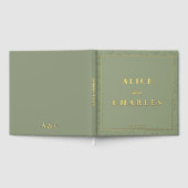 セージ結婚グリーンのゲストブック ゲストブック (全面)