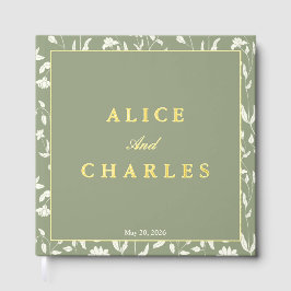 セージ結婚グリーンのゲストブック ゲストブック