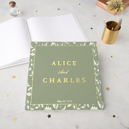 セージ結婚グリーンのゲストブック ゲストブック