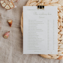 セージ結婚グリーンのシューゲームブライダルシャワーカード