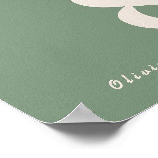 セージ結婚グリーンのテーブル番号 ポスター (角)