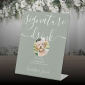 セージ結婚グリーンのペットのシグネチャードリンク 台座サイン