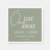 セージ結婚グリーンの1日リハーサル遠くにディナー スタンダードカクテルナプキン (正面)