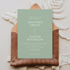 セージ結婚グリーンカジュアル招待状 招待状