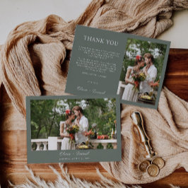 セージ結婚グリーンサンキューカード 招待状