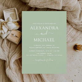 セージ結婚グリーンモダンタイポグラフィ招待状 招待状