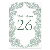 セージ結婚グリーンヴィンテージ植物学 テーブルナンバー (正面)