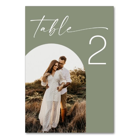 セージ結婚グリーン | ミニマエレガントリストのArch写真 テーブルナンバー (裏面)