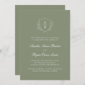 セージ結婚グリーン 招待状 (正面/裏面)