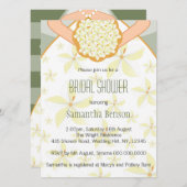 セージ結婚ドレスブモダンライダルシャワー招待 招待状 (正面/裏面)