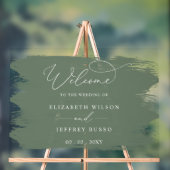 セージ結婚ブラシストロークのウェルカムサイン アクリルサイン (ニュートラル)