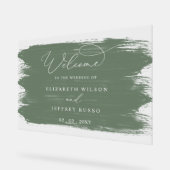 セージ結婚ブラシストロークのウェルカムサイン アクリルサイン (傾斜)