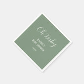 セージ緑ああベビースクリプトかわいいモダン赤ちゃんシャワー スタンダードカクテルナプキン (角)