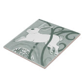 セージ緑うさぎアールデコバニーパターンユニーク タイル (側面)