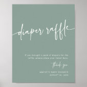 セージ緑おむつラッフルサインモダンボーイ ポスター (正面)