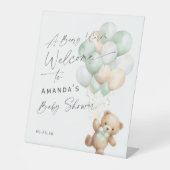 セージ緑かわいい真珠のように待つニュートラルシャワーへようこそ 台座サイン (正面)