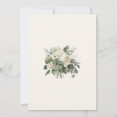 セージ緑とアイボリー花結婚の詳細カード 招待状 (裏面)