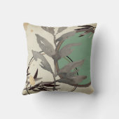 セージ緑とアイボリー芸術的抽象芸術水彩 クッション (裏面)