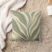 セージ緑とクリームの抽象芸術パタ離れーン クッション (ブランケット)