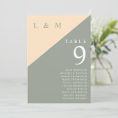 セージ緑とクリームの表の番号のシーティングチャート 招待状 (スタンド正面)